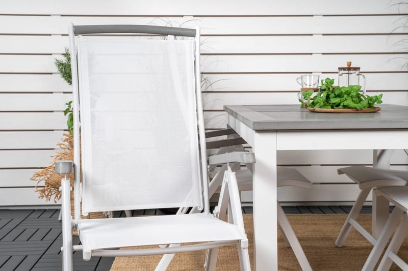 Albany Förlängningsbar Matgrupp Utomhus 152-210cm + 4 Stolar - Grå/Vit - Utemöbler - Utegrupp - Matgrupper utomhus