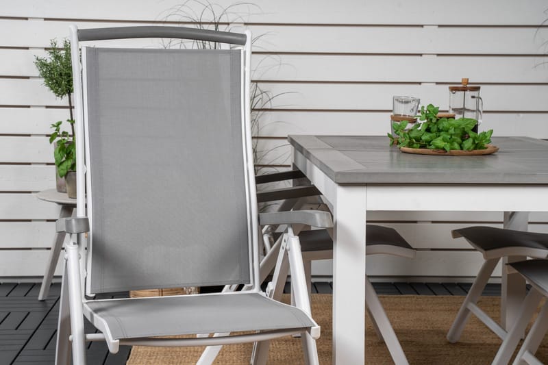 Albany Förlängningsbar Matgrupp Utomhus 152-210cm + 4 Stolar - Grå/Vit - Utemöbler - Utegrupp - Matgrupper utomhus