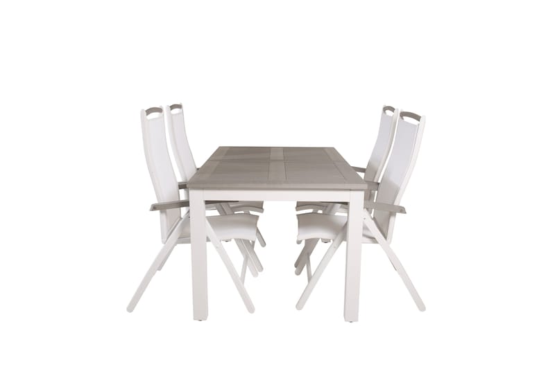 Albany Förlängningsbar Matgrupp Utomhus 152-210cm + 4 Stolar - Grå/Vit - Utemöbler - Utegrupp - Matgrupper utomhus