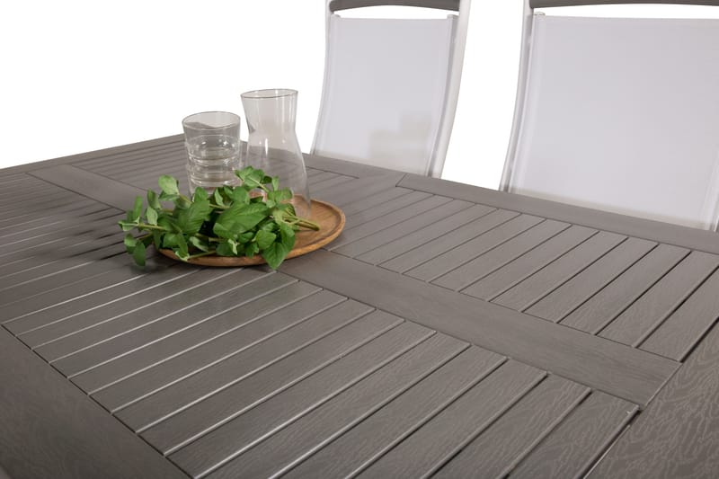 Albany Förlängningsbar Matgrupp Utomhus 152-210cm + 4 Stolar - Grå/Vit - Utemöbler - Utegrupp - Matgrupper utomhus