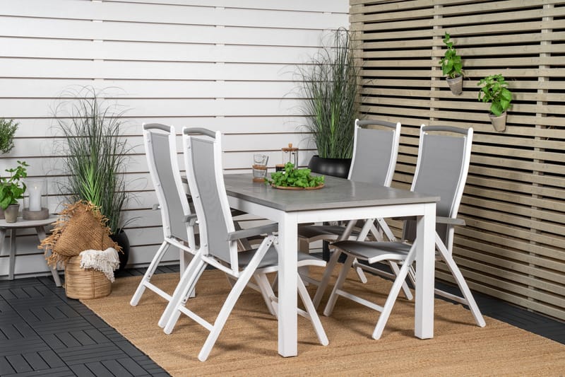 Albany Förlängningsbar Matgrupp Utomhus 152-210cm + 4 Stolar - Grå/Vit - Utemöbler - Utegrupp - Matgrupper utomhus