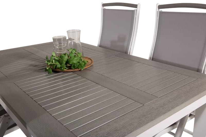 Albany Förlängningsbar Matgrupp Utomhus 152-210cm + 4 Stolar - Grå/Vit - Utemöbler - Utegrupp - Matgrupper utomhus