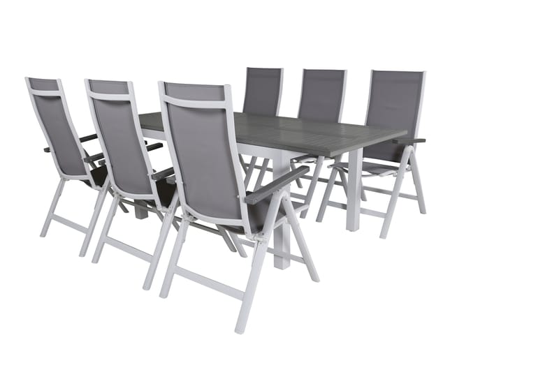 Albany Förlängningsbar Matgrupp Utomhus 152-210cm + 6 Stolar - Brun/Vit - Utemöbler - Utegrupp - Matgrupper utomhus
