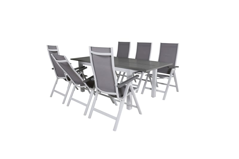 Albany Förlängningsbar Matgrupp Utomhus 152-210cm + 6 Stolar - Brun/Vit - Utemöbler - Utegrupp - Matgrupper utomhus