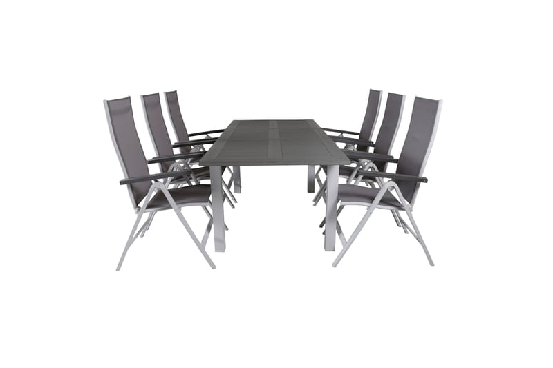 Albany Förlängningsbar Matgrupp Utomhus 152-210cm + 6 Stolar - Brun/Vit - Utemöbler - Utegrupp - Matgrupper utomhus