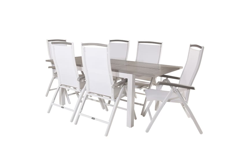 Albany Förlängningsbar Matgrupp Utomhus 152-210cm + 6 Stolar - Grå/Vit - Utemöbler - Utegrupp - Matgrupper utomhus