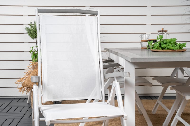 Albany Förlängningsbar Matgrupp Utomhus 152-210cm + 6 Stolar - Grå/Vit - Utemöbler - Utegrupp - Matgrupper utomhus