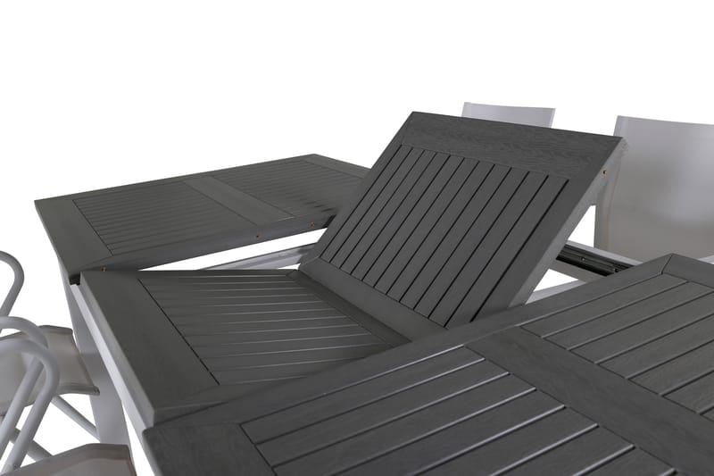 Albany Förlängningsbar Matgrupp Utomhus 152cm + 4 Alina Stolar - Grå/Vit - Utemöbler - Utegrupp - Matgrupper utomhus