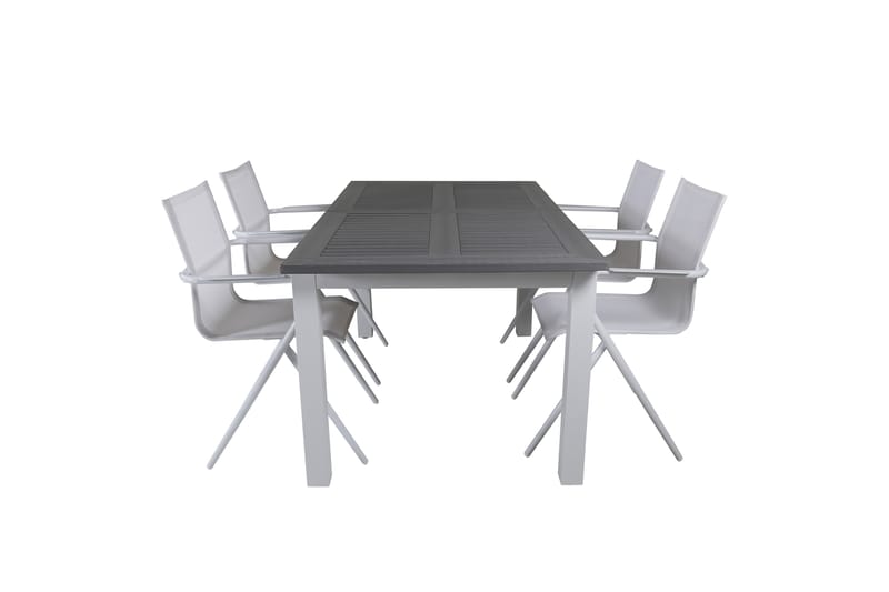 Albany Förlängningsbar Matgrupp Utomhus 152cm + 4 Alina Stolar - Grå/Vit - Utemöbler - Utegrupp - Matgrupper utomhus