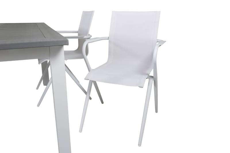 Albany Förlängningsbar Matgrupp Utomhus 152cm + 4 Alina Stolar - Grå/Vit - Utemöbler - Utegrupp - Matgrupper utomhus