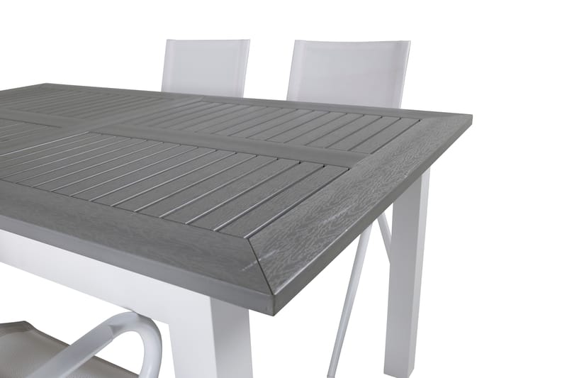Albany Förlängningsbar Matgrupp Utomhus 152cm + 4 Alina Stolar - Grå/Vit - Utemöbler - Utegrupp - Matgrupper utomhus