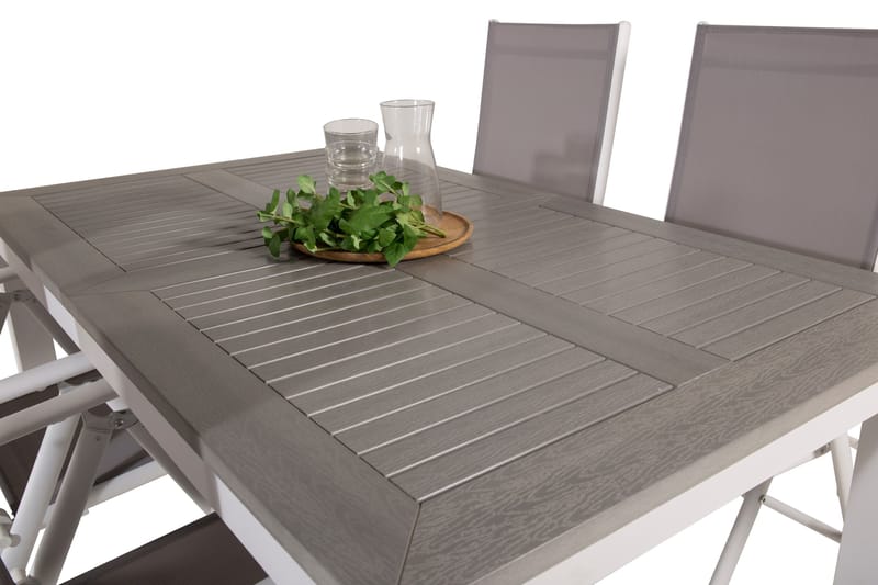 Albany Förlängningsbar Matgrupp Utomhus 152cm + 4 Break Matstolar - Grå/Vit - Utemöbler - Utegrupp - Matgrupper utomhus