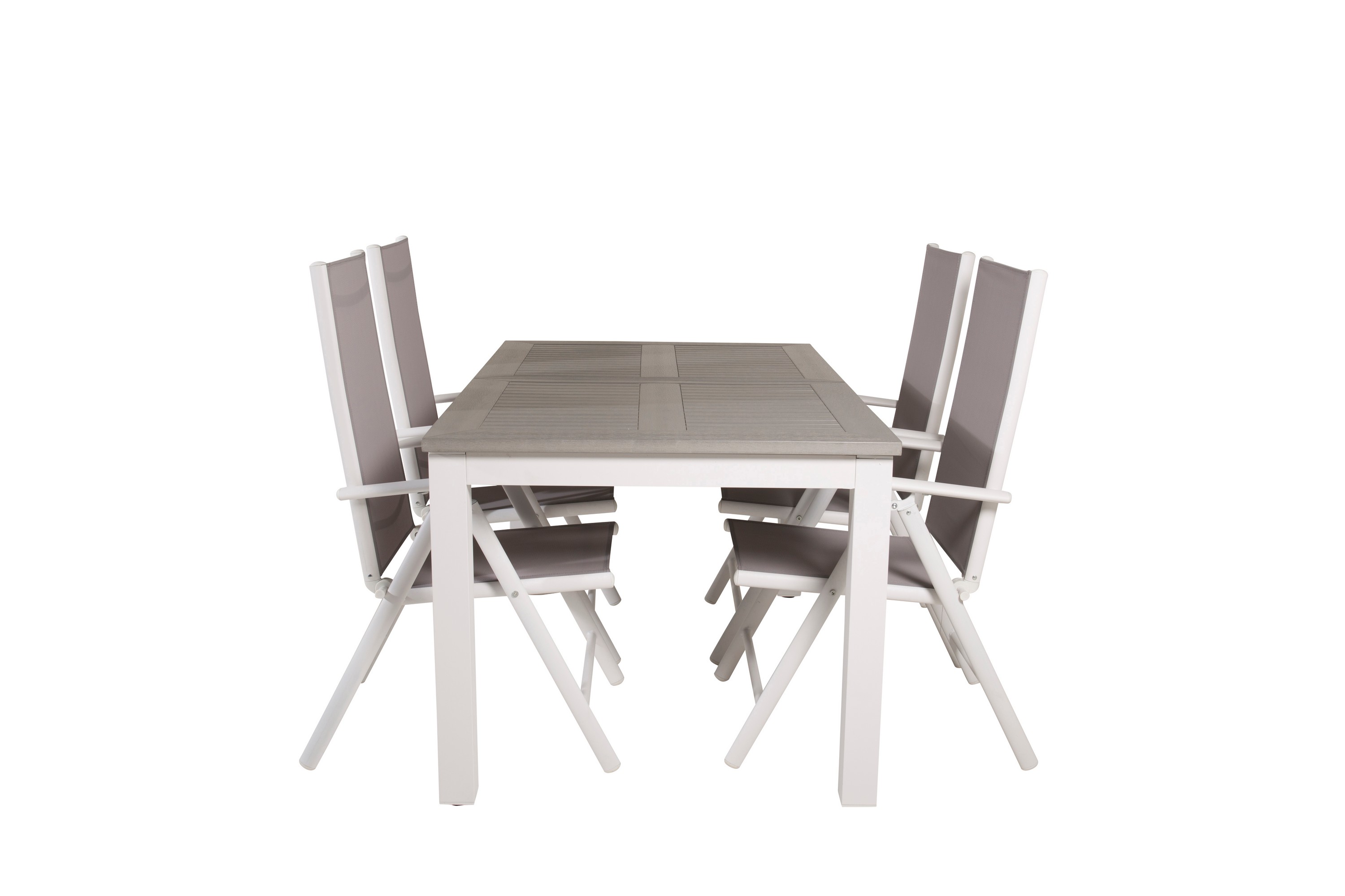 albany förlängningsbar matgrupp utomhus 152cm + 4 break matstolar - grå/vit
