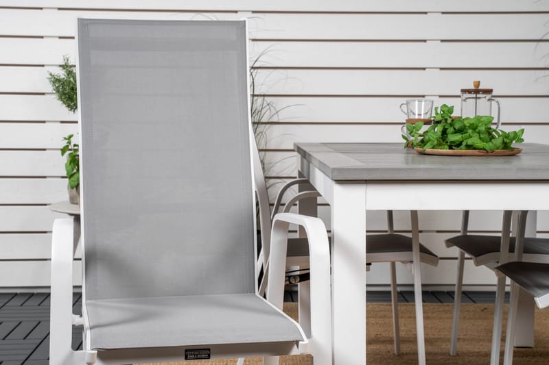 Albany Förlängningsbar Matgrupp Utomhus 152cm + 4 Copacabana Stolar - Vit - Utemöbler - Utegrupp - Matgrupper utomhus