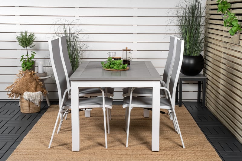 Albany Förlängningsbar Matgrupp Utomhus 152cm + 4 Copacabana Stolar - Vit - Utemöbler - Utegrupp - Matgrupper utomhus