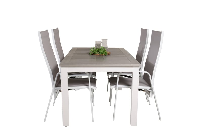 Albany Förlängningsbar Matgrupp Utomhus 152cm + 4 Copacabana Stolar - Vit - Utemöbler - Utegrupp - Matgrupper utomhus