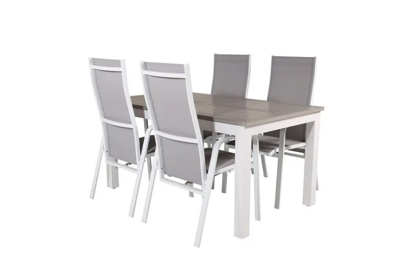 Albany Förlängningsbar Matgrupp Utomhus 152cm + 4 Copacabana Stolar - Vit - Utemöbler - Utegrupp - Matgrupper utomhus