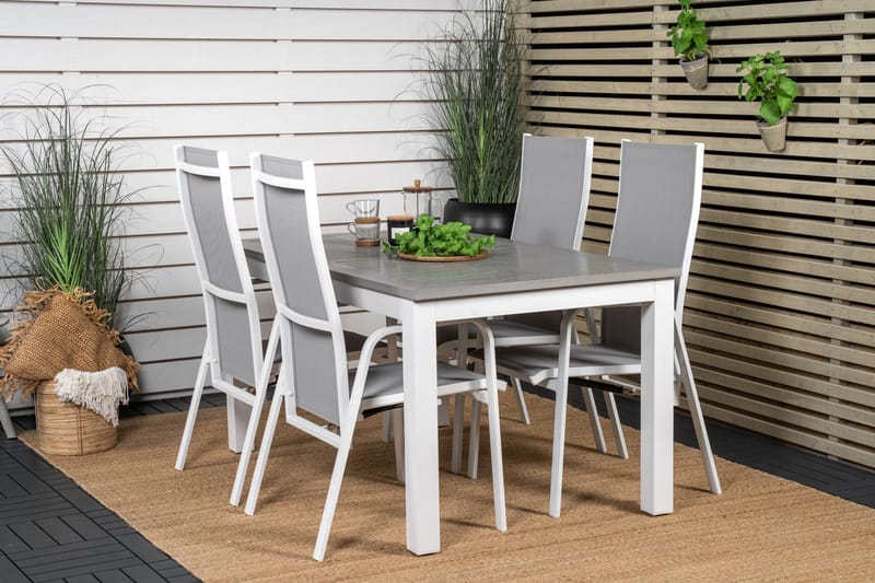 Albany Förlängningsbar Matgrupp Utomhus 152cm + 4 Copacabana Stolar - Vit - Utemöbler - Utegrupp - Matgrupper utomhus