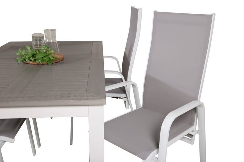 Albany Förlängningsbar Matgrupp Utomhus 152cm + 4 Copacabana Stolar - Vit - Utemöbler - Utegrupp - Matgrupper utomhus