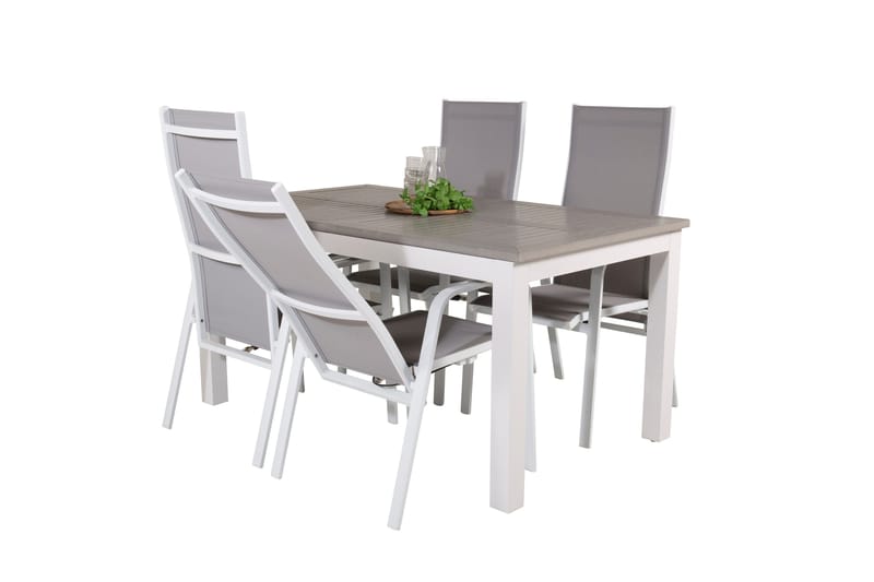 Albany Förlängningsbar Matgrupp Utomhus 152cm + 4 Copacabana Stolar - Vit - Utemöbler - Utegrupp - Matgrupper utomhus