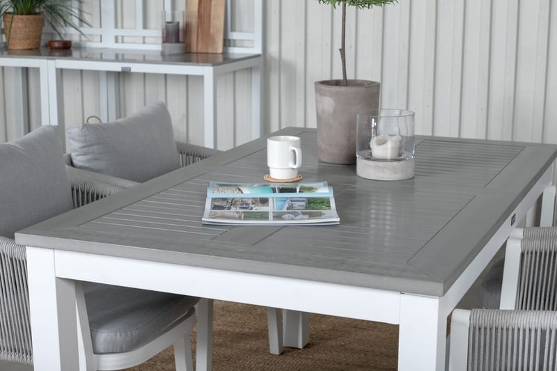Albany Förl�ängningsbar Matgrupp Utomhus 152cm + 4 Virya Stolar - Grå/Vit - Utemöbler - Utegrupp - Matgrupper utomhus
