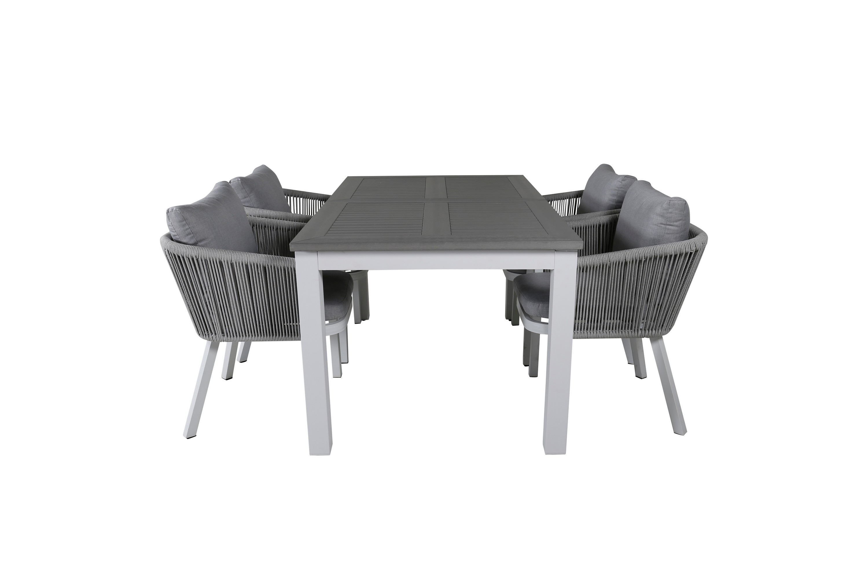 albany förlängningsbar matgrupp utomhus 152cm + 4 virya stolar - grå/vit