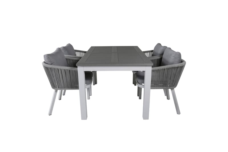 Albany Förlängningsbar Matgrupp Utomhus 152cm + 4 Virya Stolar, Grå/Vit