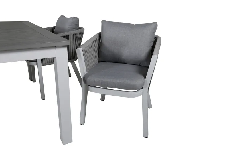 Albany Förlängningsbar Matgrupp Utomhus 152cm + 4 Virya Stolar - Grå/Vit - Utemöbler - Utegrupp - Matgrupper utomhus