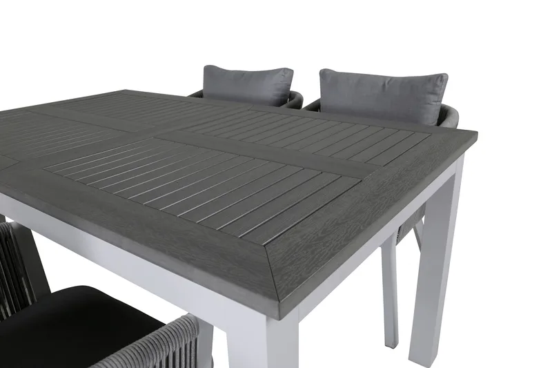 Albany Förlängningsbar Matgrupp Utomhus 152cm + 4 Virya Stolar - Grå/Vit - Utemöbler - Utegrupp - Matgrupper utomhus