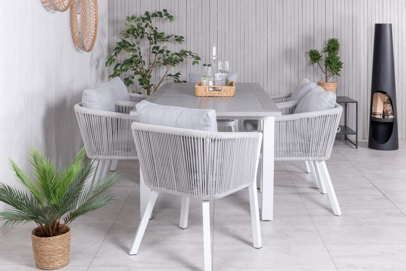 Albany Förlängningsbar Matgrupp Utomhus 152cm + 6 Virya Stolar - Svart/Natur - Utemöbler - Utegrupp - Matgrupper utomhus