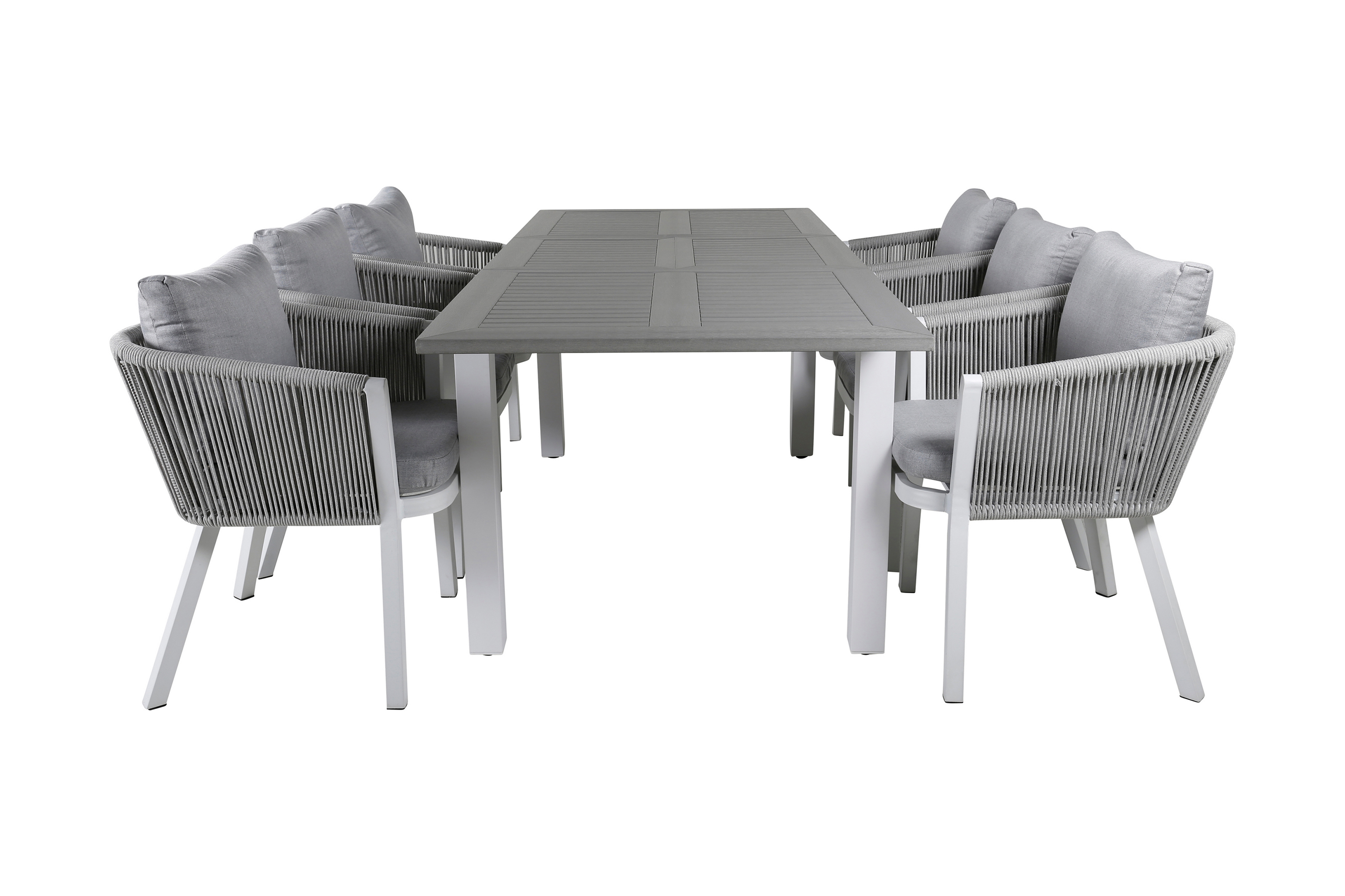 albany förlängningsbar matgrupp utomhus 152cm + 6 virya stolar - svart/natur