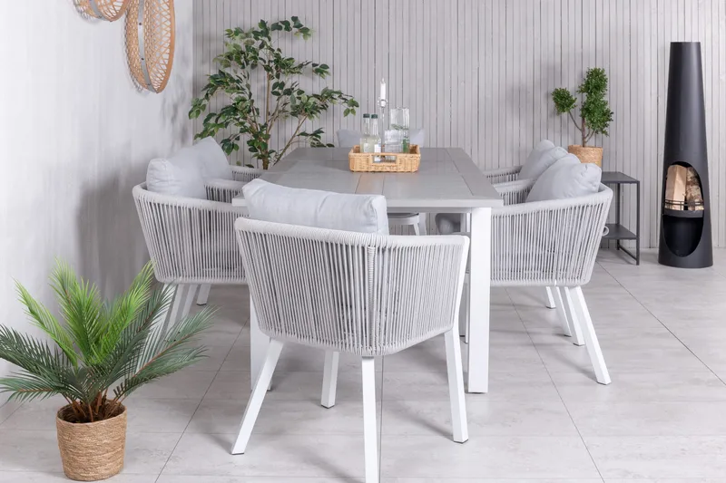 Albany Förlängningsbar Matgrupp Utomhus 152cm + 6 Virya Stolar - Svart/Natur - Utemöbler - Utegrupp - Matgrupper utomhus