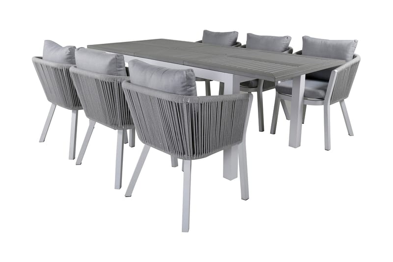 Albany Förlängningsbar Matgrupp Utomhus 152cm + 6 Virya Stolar - Svart/Natur - Utemöbler - Utegrupp - Matgrupper utomhus