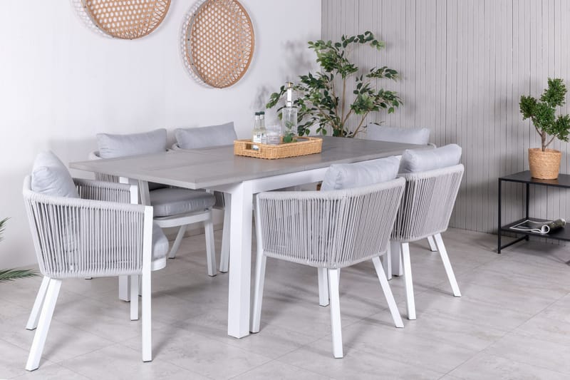 Albany Förlängningsbar Matgrupp Utomhus 152cm + 6 Virya Stolar - Svart/Natur - Utemöbler - Utegrupp - Matgrupper utomhus