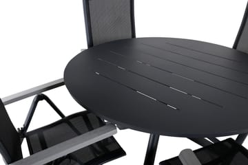 Alma Matbord Utomhus Rund 120 cm Svart med 4 Albany Light Positionsstol - Utemöbler - Utegrupp - Matgrupper utomhus