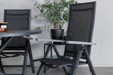 Alma Matbord Utomhus Rund 120 cm Svart med 4 Albany Light Positionsstol - Utemöbler - Utegrupp - Matgrupper utomhus