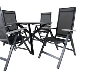 Alma Matbord Utomhus Rund 120 cm Svart med 4 Albany Light Positionsstol - Utemöbler - Utegrupp - Matgrupper utomhus