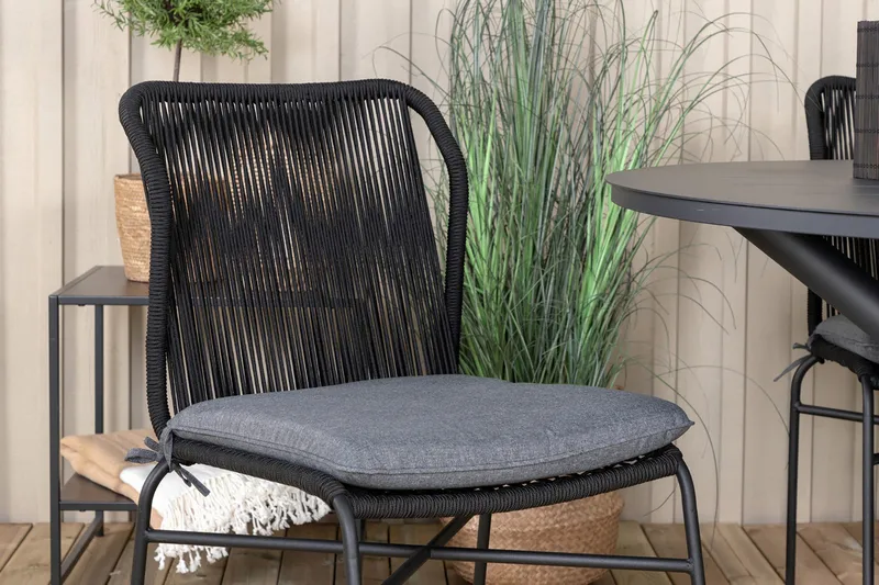 Alma Matgrupp Utomhus Rund Ø120cm + 4 Julian Matstolar - Svart - Utemöbler - Utegrupp - Matgrupper utomhus