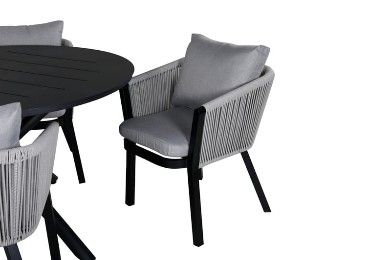 Alma Matgrupp Utomhus Rund Ø120cm + 4 Virya Matstolar - Svart/Grå - Utemöbler - Utegrupp - Matgrupper utomhus