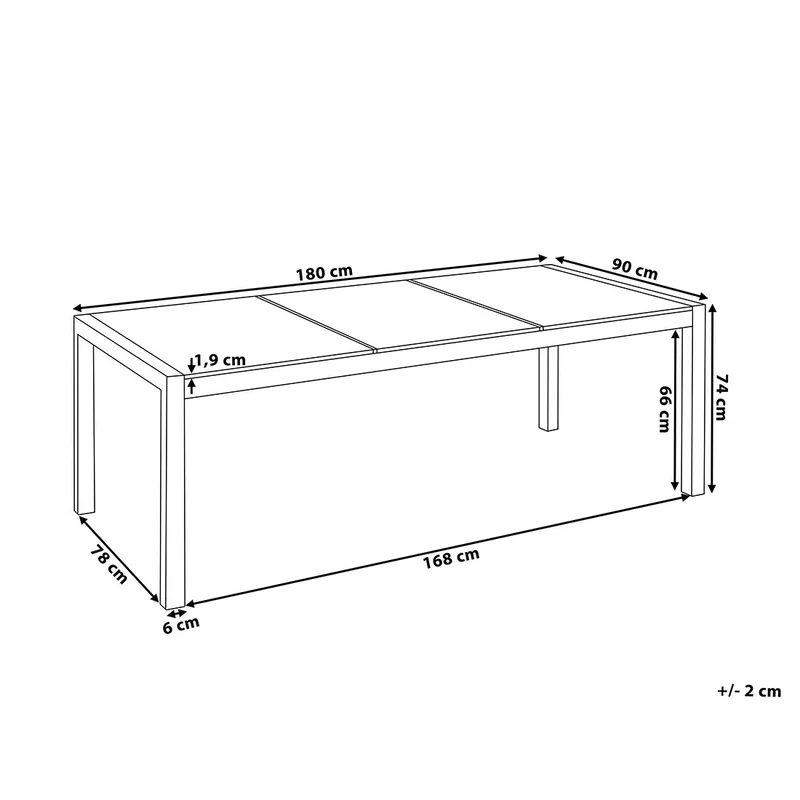 Bacoli Matgrupp Utomhus 180 cm + 6 Utestolar - Grå - Utemöbler - Utegrupp - Matgrupper utomhus