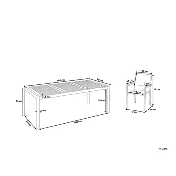 Bacoli Matgrupp Utomhus 180 cm + 6 Utestolar - Grå - Utemöbler - Utegrupp - Matgrupper utomhus