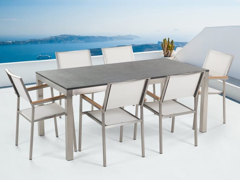 BACOLI Matgrupp Utomhus 180 cm Grå + 6 Utestolar - Utemöbler - Utegrupp - Matgrupper utomhus