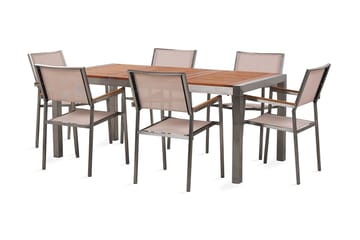 BISTOCKEN Matgrupp Utomhus + 6 Rottingstolar Beige - Utemöbler - Utegrupp - Matgrupper utomhus