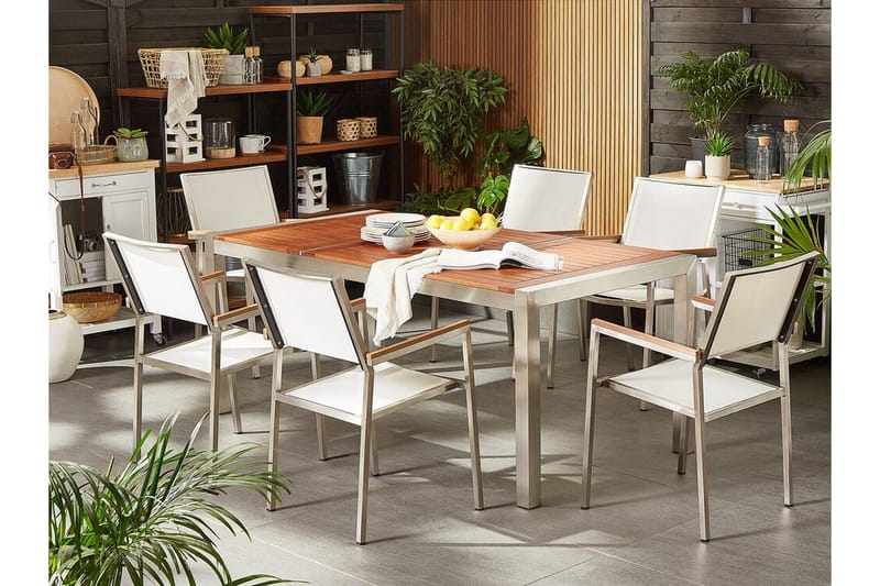 Bofors Matgrupp Utomhus + 6 Rottingstolar - Brun - Utemöbler - Utegrupp - Matgrupper utomhus