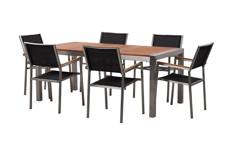 Bofors Matgrupp Utomhus + 6 Rottingstolar, Svart