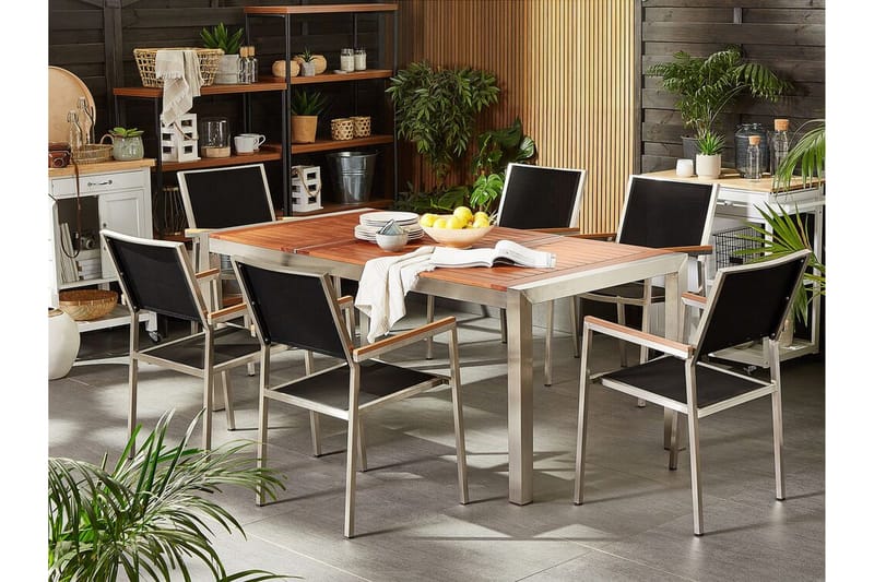 Bofors Matgrupp Utomhus + 6 Rottingstolar - Svart - Utemöbler - Utegrupp - Matgrupper utomhus