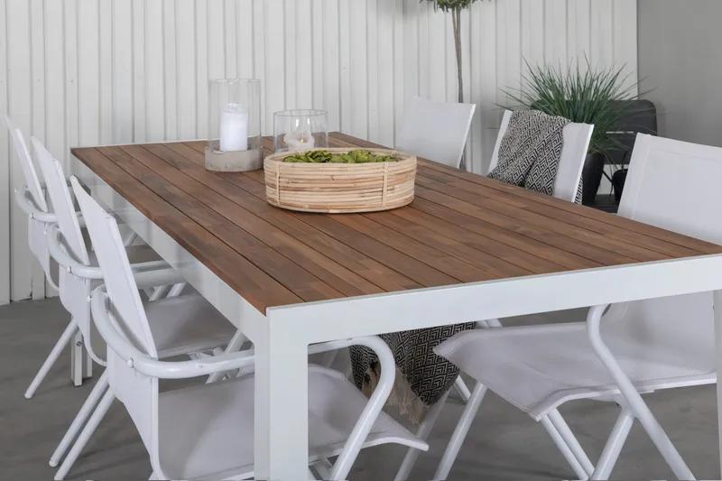 Bois Matgrupp 205cm + 6 Alina Matstolar Vit - Vit - Utemöbler - Utegrupp - Matgrupper utomhus