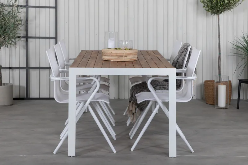 Bois Matgrupp 205cm + 6 Alina Matstolar Vit - Vit - Utemöbler - Utegrupp - Matgrupper utomhus
