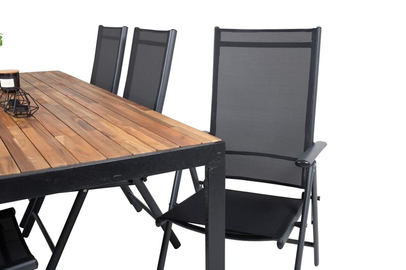 Bois Matgrupp Utomhus 200cm + 6 Break Positionsstolar - Svart/Grå - Utemöbler - Utegrupp - Matgrupper utomhus