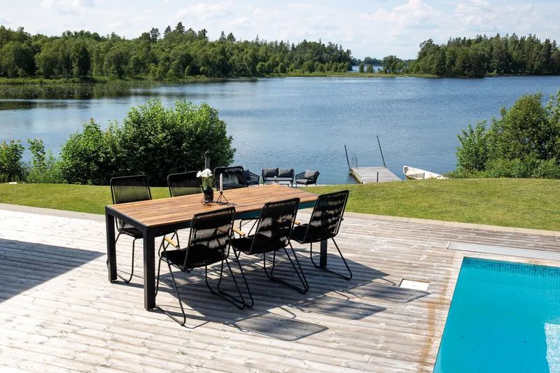 Bois Matgrupp Utomhus 200cm + 6 Karmstolar - Svart - Utemöbler - Utegrupp - Matgrupper utomhus